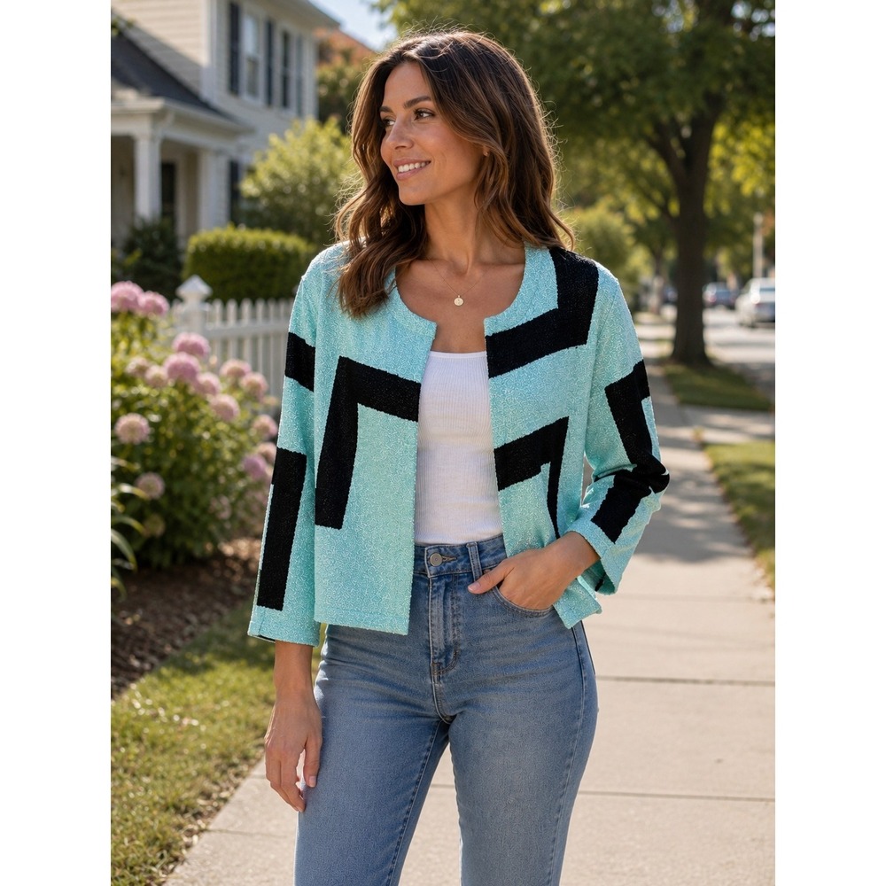 BEREK Women's Mint Green Size 0 / Small Long Sleeve With Black Top -1364